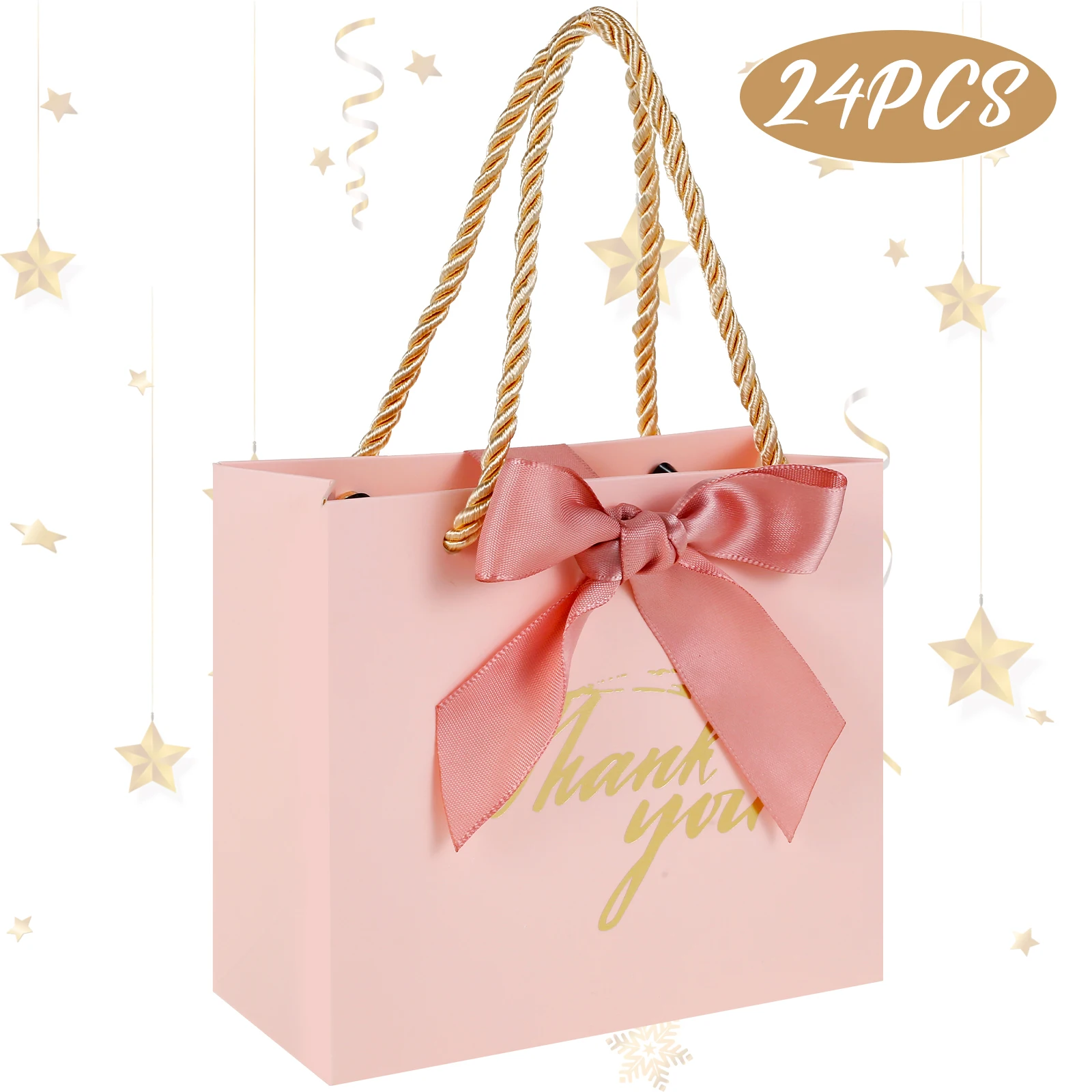 24/48pcs kleine danke Geschenkt üten präsentieren Taschen mit Bogen wieder verwendbare Papier Party
