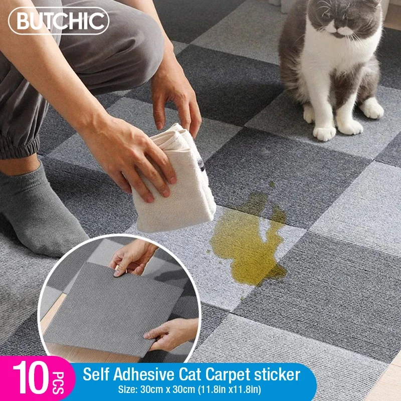 10 unidades de tapete autoadesivo para gatos, com bordas recortáveis, adesivo para parede, tapete para chão, protetor de móveis e sofá DIY.