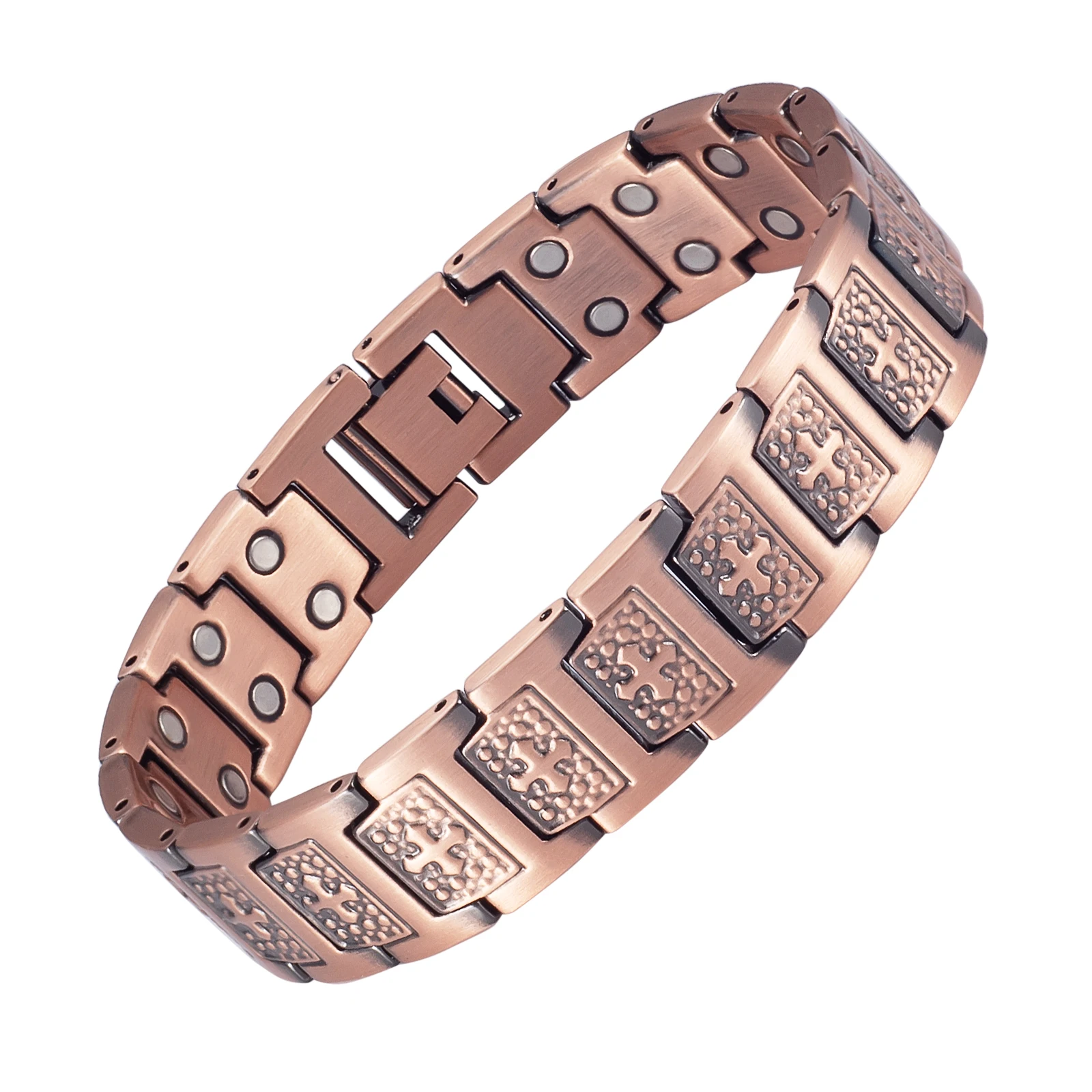 Wollet Men's Creative Cross Retro Health Care Red Copper Bracelet 22 Centimeters