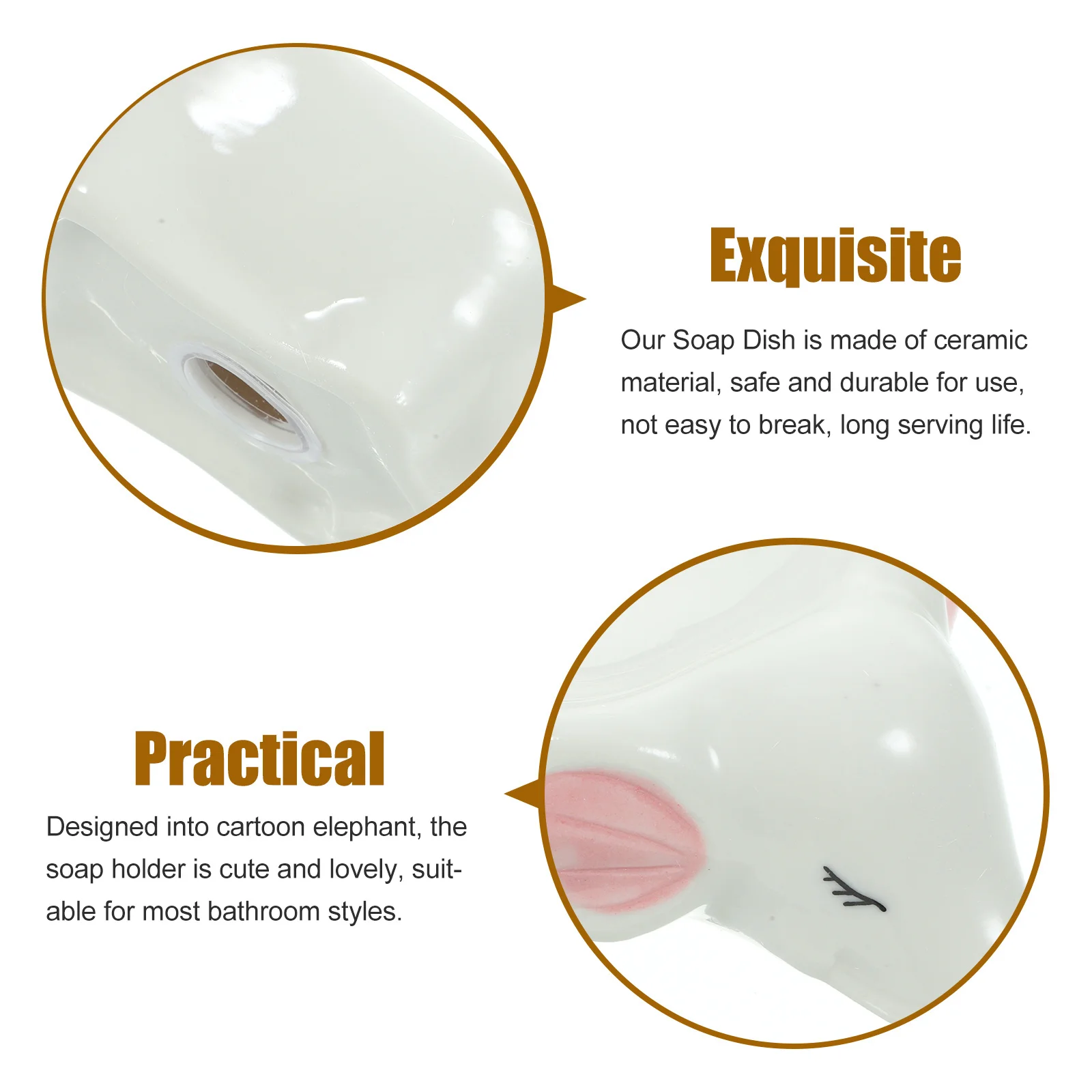 

Ceramic Elephant Soap Holder Cute Cartoon Design Self Draining Soap Dish Kitchen Bathroom Storage Ceramic Storage Box