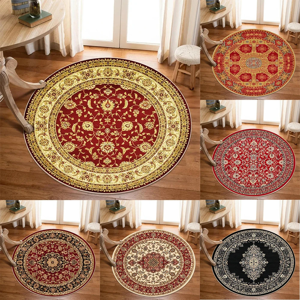 Round sponge carpet American retro cloakroom floor mat home decoration living room bedroom swivel chair non-slip floor mat