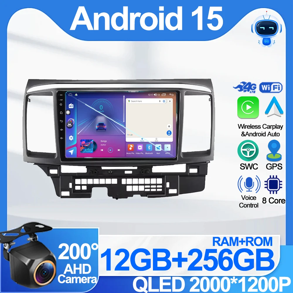 

For MITSUBISHI LANCER 9 10 X 2008 2009 2010 2011 - 2016 9Inch Android 15 Car Radio Stereo Audio GPS Player Carplay Auto Screen