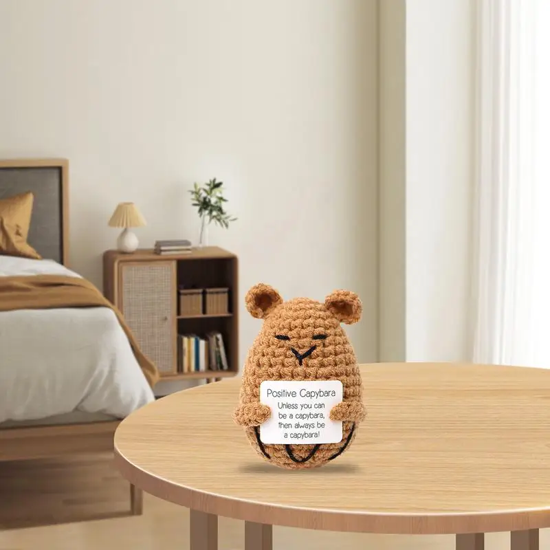 Boneca de malha de cacto suculento pequeno, Crochet Positivo, Brinquedo Cartoon, Encorajamento Engraçado e Bonito, Apoio Emocional, Capivara