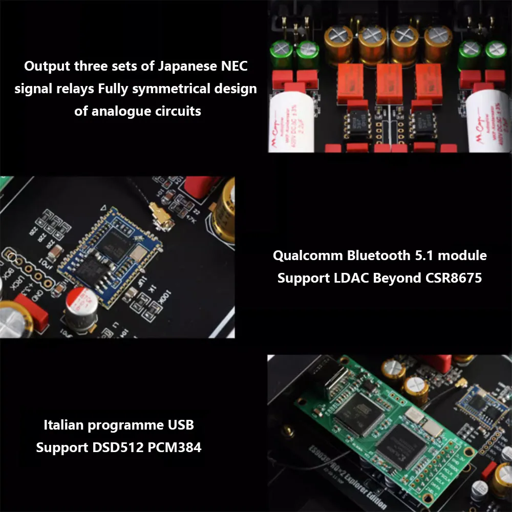 Dual ES9038PRO Audio Decoder Fully Balanced QCC5125 Bluetooth 5.0 DAC Support DSD512 PCM384KHz Lossless Decoding AMANERO USB