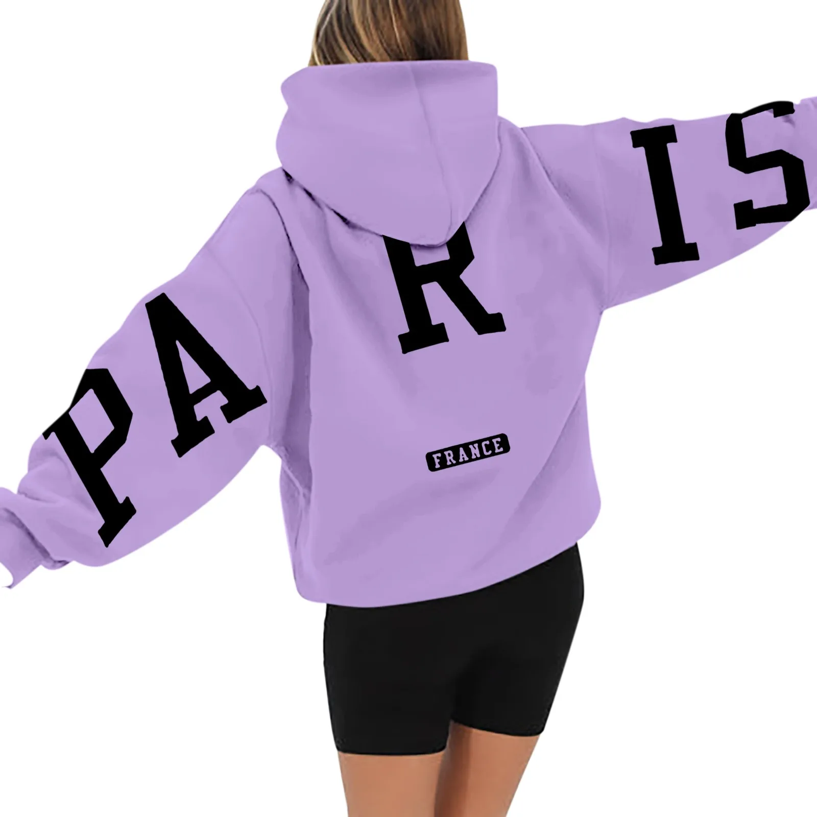 Women's Long Sleeved Zipperless Back France Printed Hoodie Coats For Men