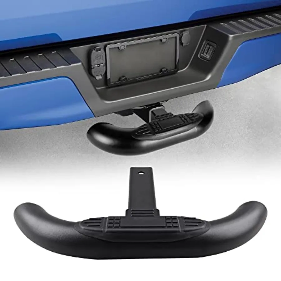 

Hitch Step for 2 Inch Hitch Receiver Towing Bar Bumper Step Rear End Guard Protector for Pickup Truck SUV Steel, Black, Heavy-D