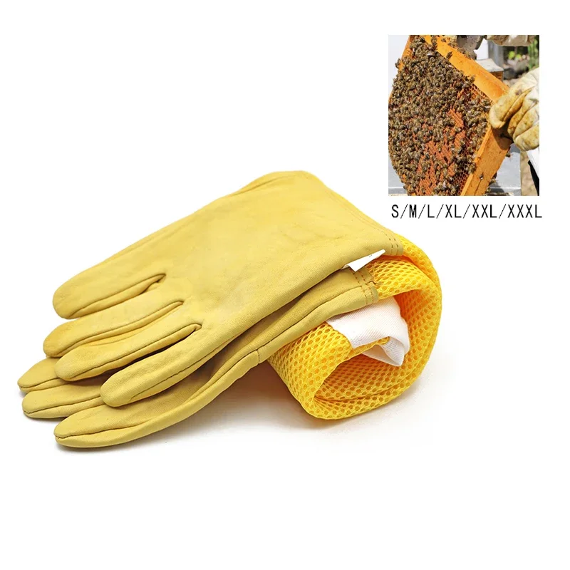 

1 pair Anti bee sheepskin gloves Protective tools Ventilation and anti bee beekeeper tools Beekeepers' hand protective gloves