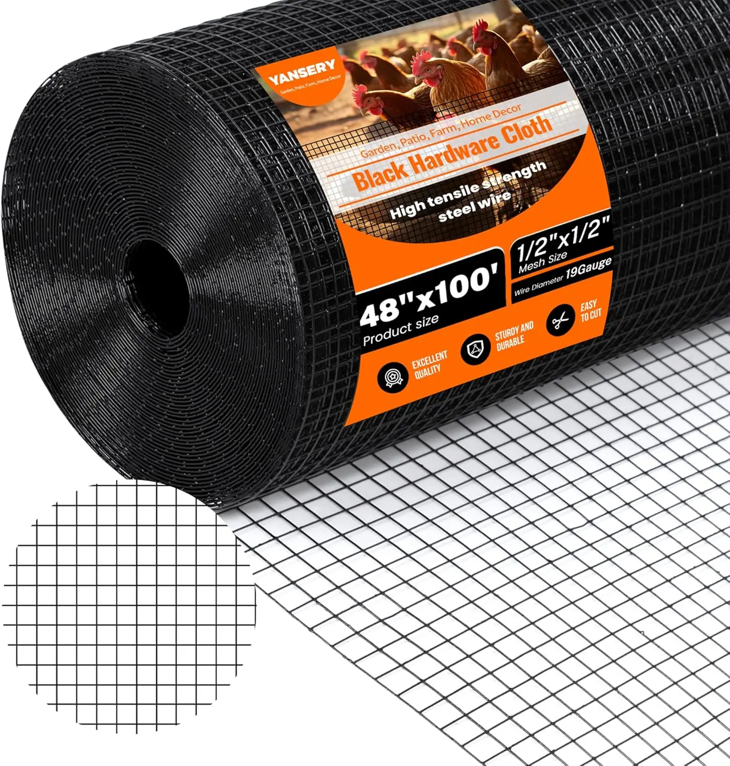 

19 Gauge Hardware Cloth 48in x 100ft – 1/2 Inch Predator Proof Chicken Wire Fence, Stronger Than Chicken Wire Welded Wire Mesh f