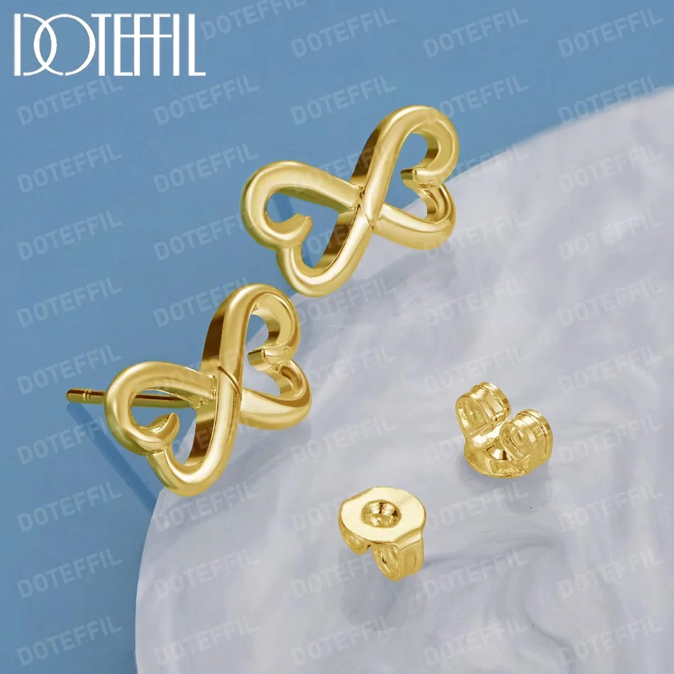 

DOTEFFIL 18K Gold Double Heart Stud Earrings For Woman Wedding Engagement Fashion Party Charm Jewelry