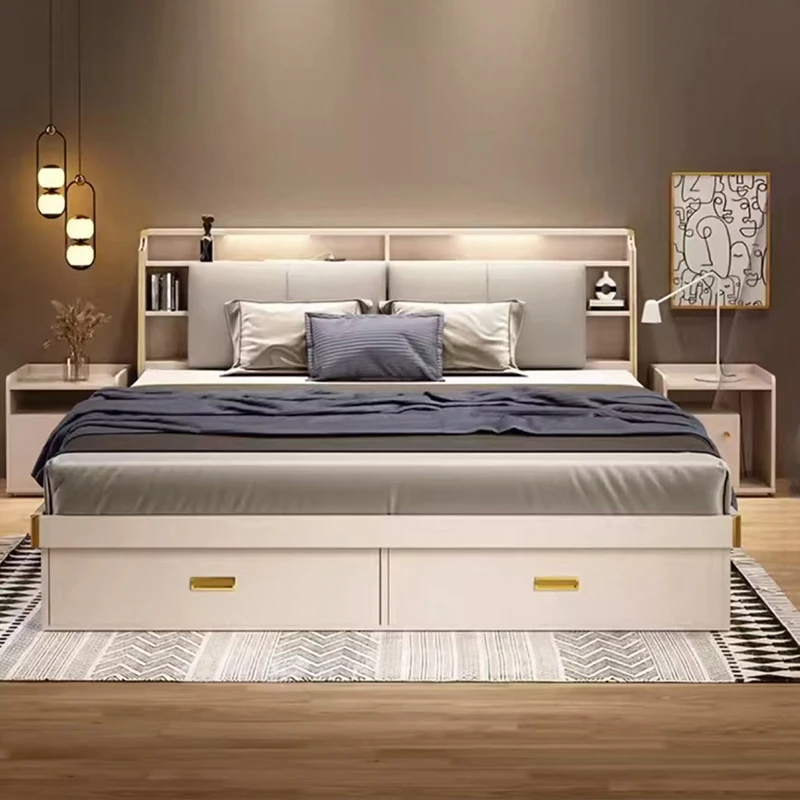 

Latest Space Saving Modern Bedroom Furniture Queen Double Bed Frame Luxury King Size With Storage Box Drawerpromote sales