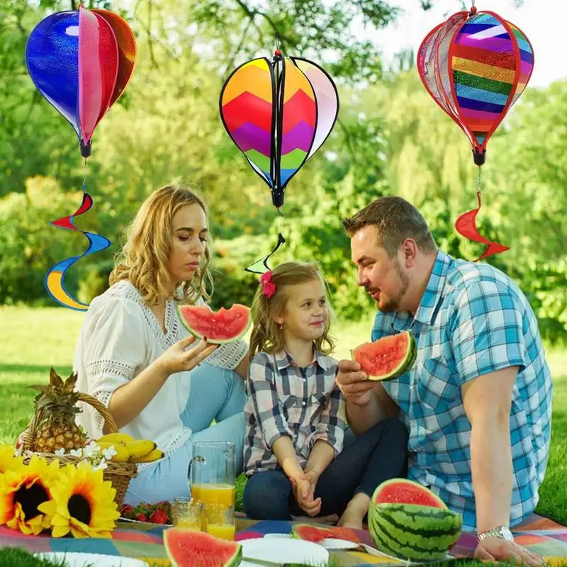 

Hot Air Balloon Wind Spinners 3X Hot Air Balloon Windmill Outdoor Decoration Windsock Ornament For Holiday Garden Patio Wedding