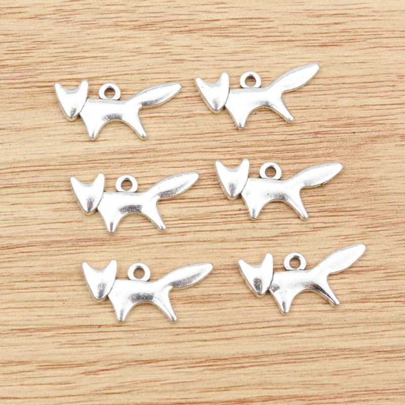 30pcs 20x10mm Antique Silver Plated Fox Handmade Charms Pendant:DIY for bracelet necklace