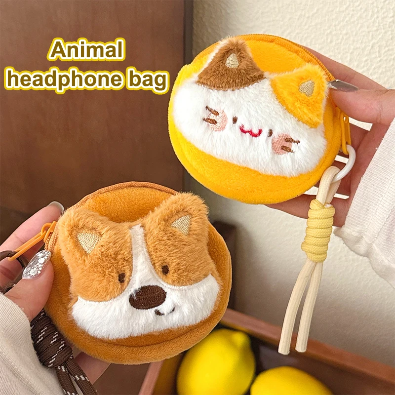 Portamonete creativo per bambola di peluche di cartone animato; Divertente borsa per auricolari con animali; Portachiavi; Adorabile custodia; Eccellente regalo di compleanno.