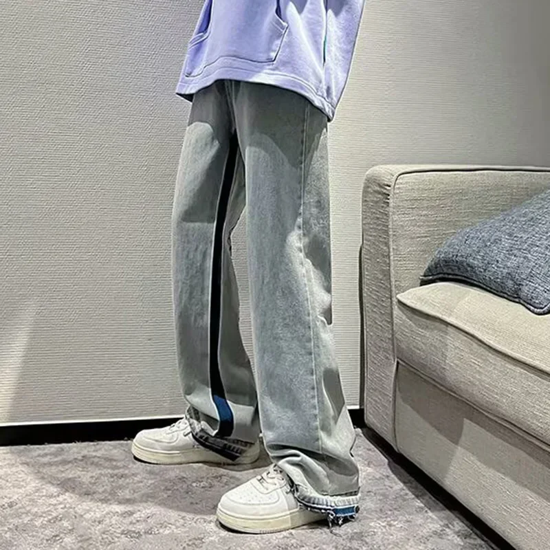 

Man Loose Straight Leg Jeans Male Fashion Hip-hop Chic Casual Brand Retro Streetwear Pants Goth Punk Letter Print Baggy Trousers
