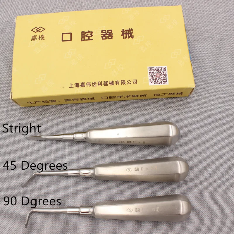 1Pcs Dental Luxating Lift Elevator Stright Curved 45°/90° Root Tooth Extraction Broken Crown Tools Dentist Surgical Supply