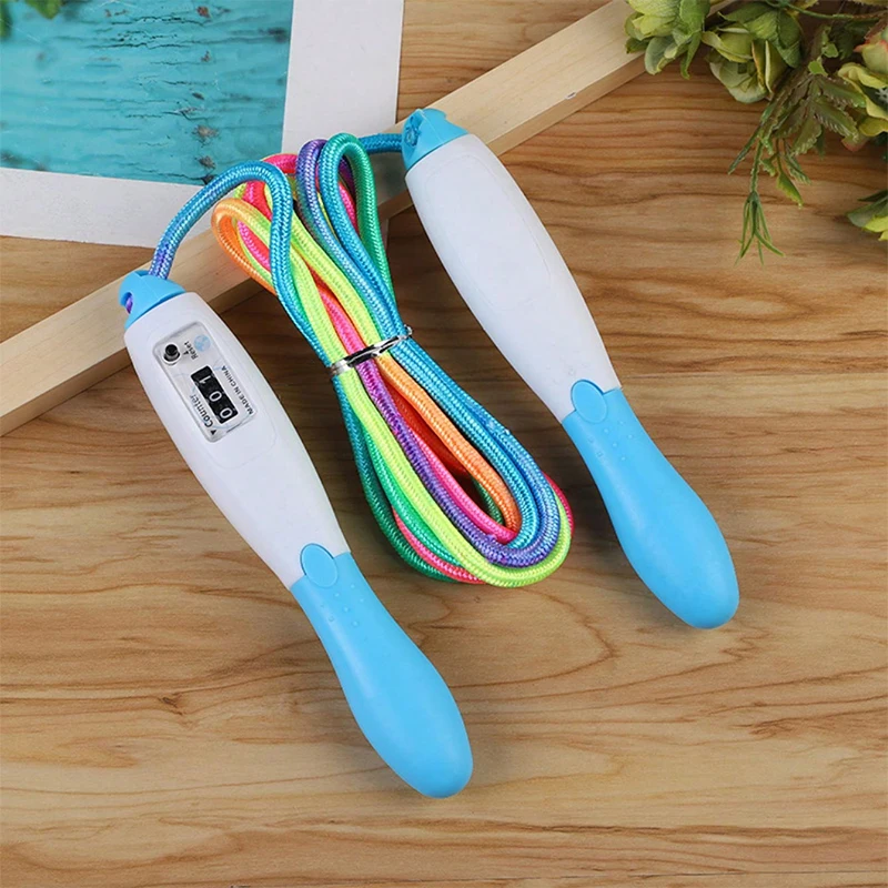 Outdoor leisure fitness non-slip wear-resistant anti-tangle two-color counting handle rainbow jump rope