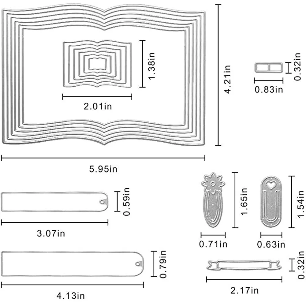 Books Frame Metal Cutting Dies Scrapbooking Album Paper Craft Stencil Embossing Decor Dies for Card Making Decorative Diecut