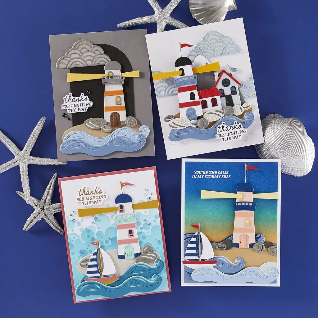 Barco de vela do mar 2025 novo verão corte de metal dados selos claros rolamento maré estêncil folha quente cera diy scrapbook artesanato cartão