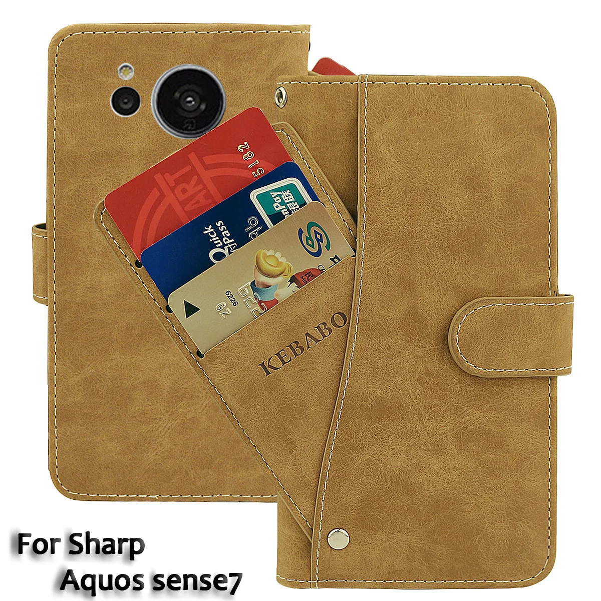 

Vintage Leather Wallet For Sharp Aquos sense7 Case 6.1" Flip Luxury Card Slots Cover Magnet Phone Protective Cases Bags