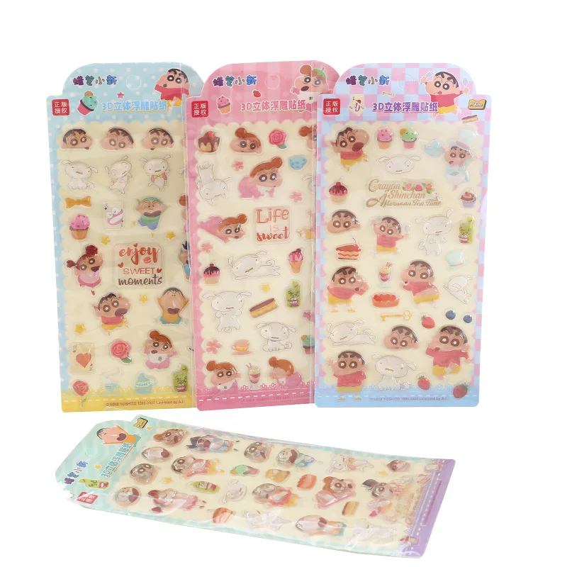 Stiker Relief Kartun Crayon Shin-chan Lucu 3D Resin Casting Dekorasi Stiker DIY Casing Ponsel Notebook Ornamen Hadiah Mainan