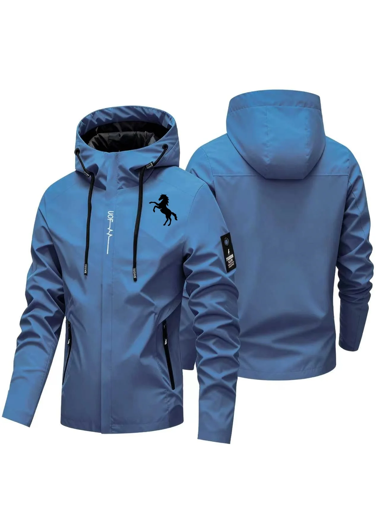 2026 New Men Hooded Jacket Windproof Waterproof Sport Coat, Male Casual Zipper Outerwear, Outdoor Camping Hiking Windbreaker