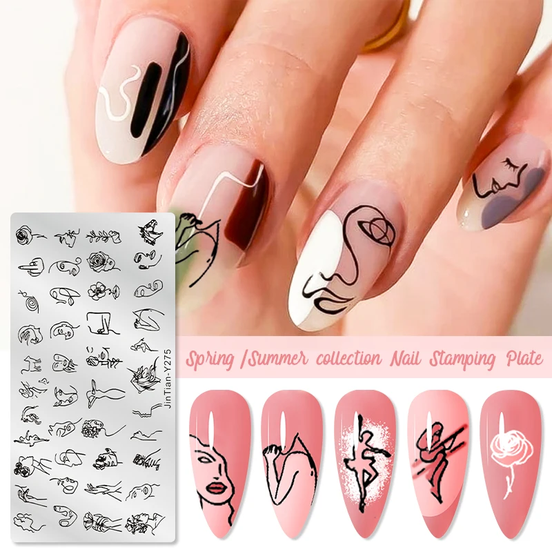 Flower Leaves Nail Stamping Plates Leaf Floral Butterfly Line Printing Stencil Nail Stamp Templates Nail Art Tools Manicure