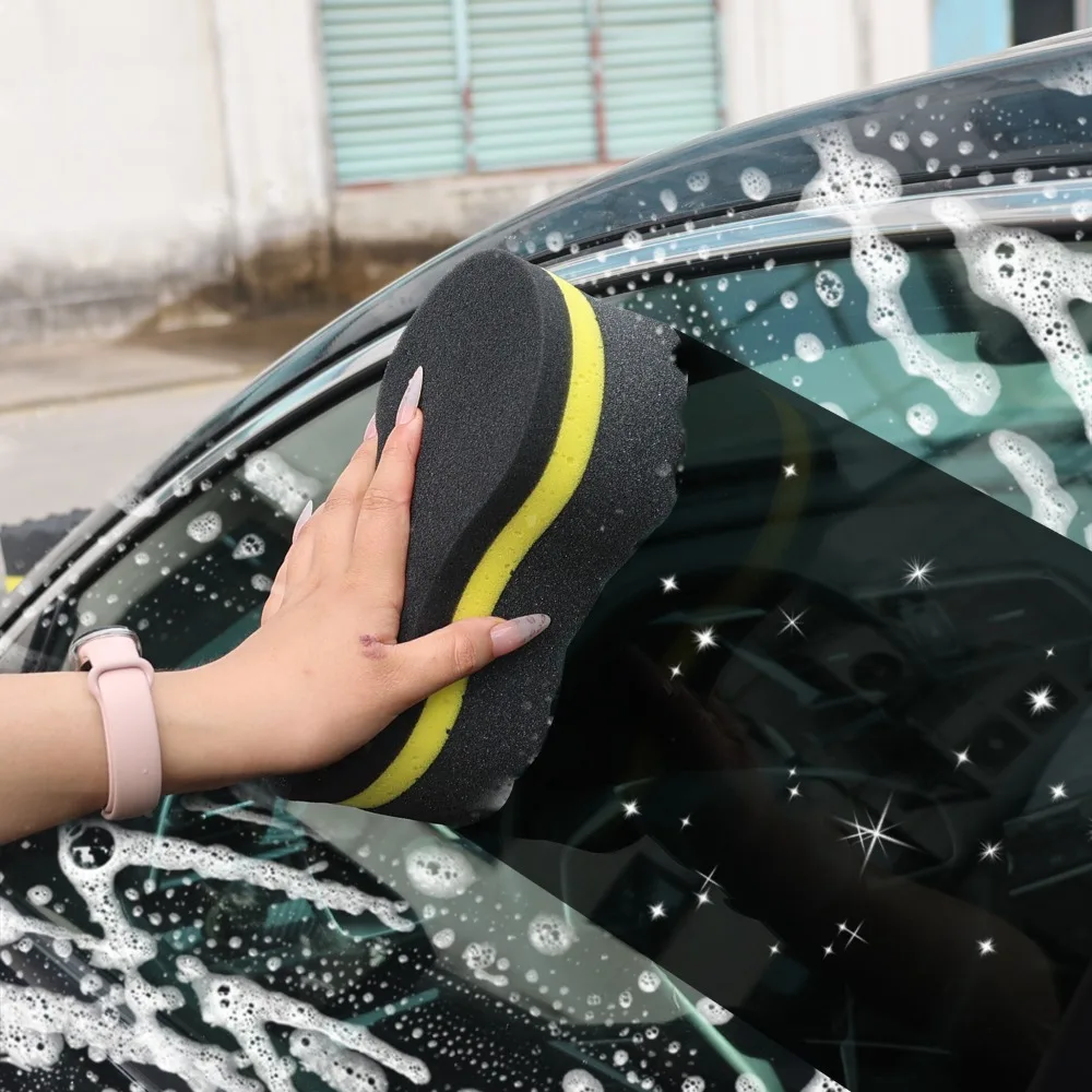 1-6pcs Wash Sponge Three Layers of High-density Water Absorption Wear-resistant Honeycomb Car Sponge Wipe Shape Comfortable Grip
