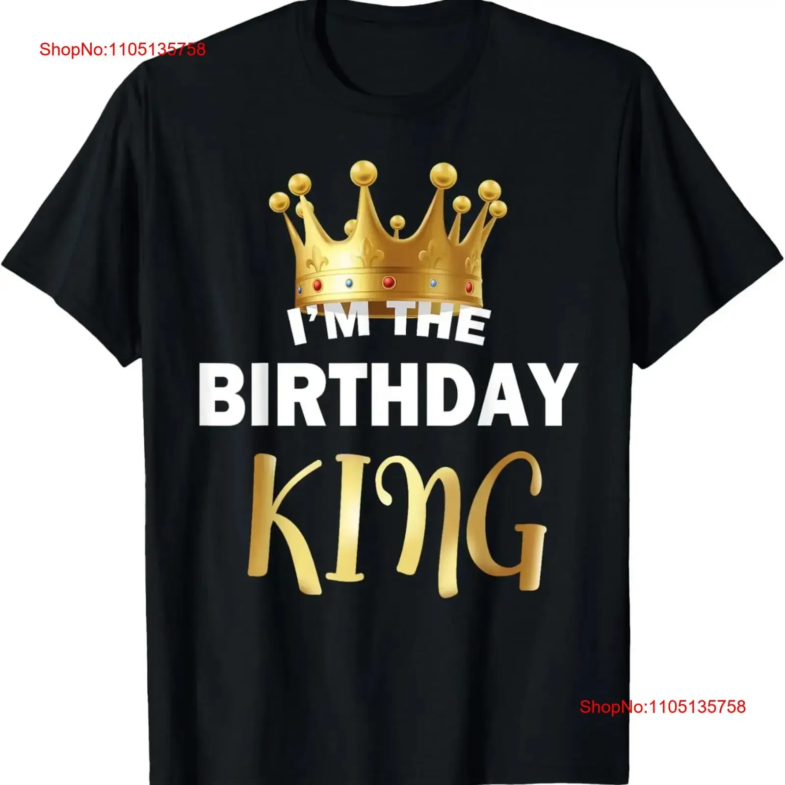 تي شيرت I'm The Birthday King تي شيرت عتيق مغسول وممتد وأنيق وناعم وجيد التهوية للجنسين