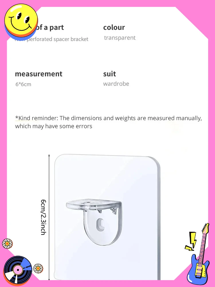 4/10pcs Divisori per guardaroba Staffe per divisori per armadio da cucina appiccicose senza marcatura Staffe di supporto per strato antiscivolo antiscivolo laterale