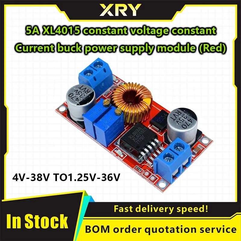 1 Uds XL4015 5A convertidor de DC-DC 4-38V a 1,25-36V módulo reductor ajustable con disipador de calor módulo reductor XL4015 4 ~ 38v