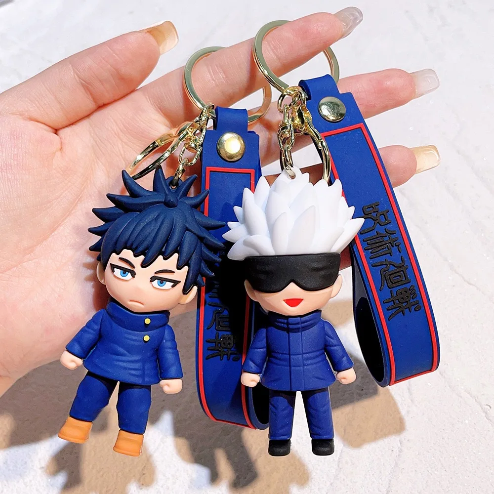 Jujutsu Kaisen Anime Action Figure Cute Keychain Gojo Satoru Kawaii Doll Cosplay Keyrings For Bag Pendant Key Holder Accessories