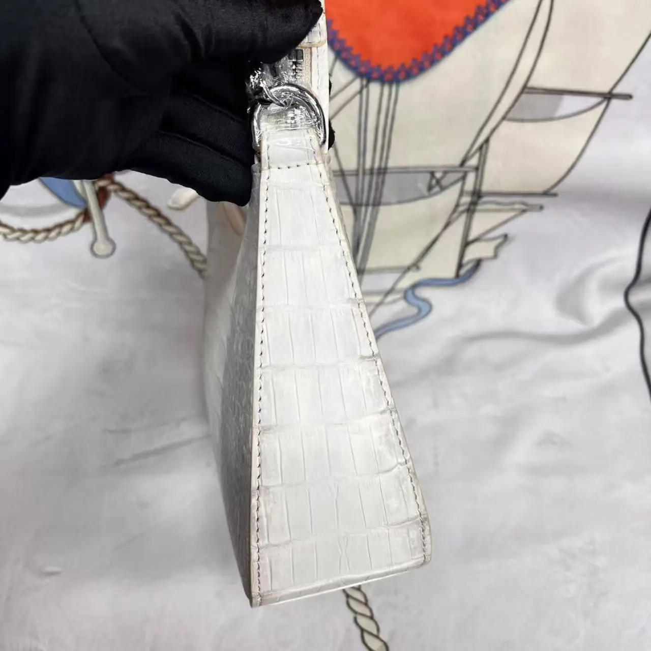 الهيمالايا اللون الأبيض أحدث مصمم 2026 جديد 100% جلد التمساح الأصلي عبر الجسم حقيبة جلد التمساح حقيبة كتف سيدة #4