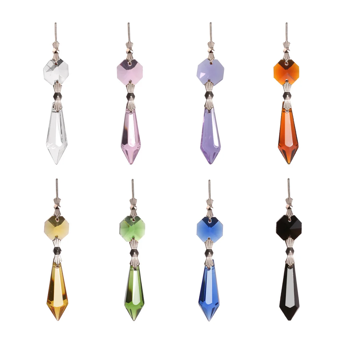 20pcs Crystal Icicle Pendant Chandelier Prisms Drops Lamp Candle Holders Curtain DIY Parts