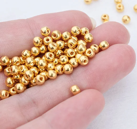 999 real gold beads shiny beads loose beads 24k gold jewelry parts diy beads 3mm-8mm