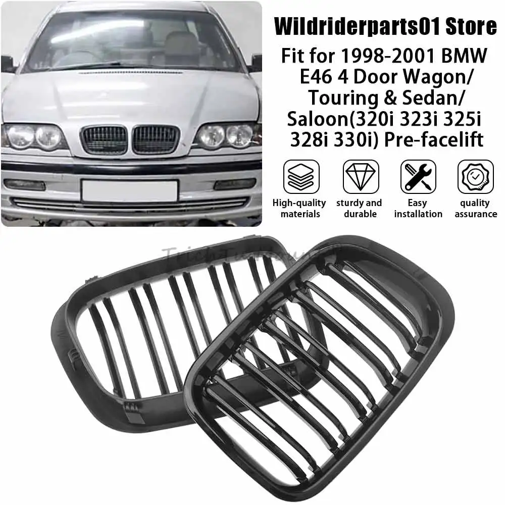 For BMW E46 4 1998-2001Door Wagon/Touring Sedan/Saloon(320i 323i 325i 328i 330i) Pre-facelift Front Grill Grille Car Accessories - Image 2
