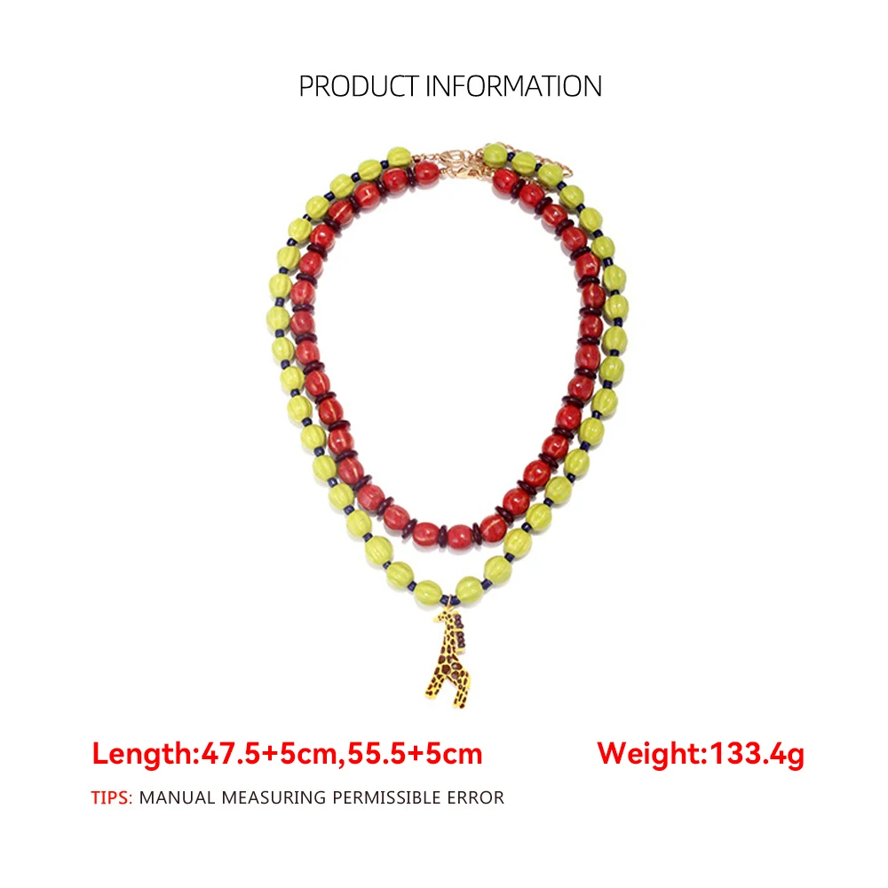 2026 Neue Handgefertigte Perlen-Choker mit Giraffen-Anhänger Halsketten für Damen Mode Urlaub Party Schmuck Geschenke – Detail 1