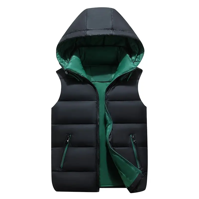 

Stand Collar Male Jacket Sleeveless Down Cotton Vest Autumn Winter Overcoat Men Clothing Parkas Windproof Warm Vest 2023 L166