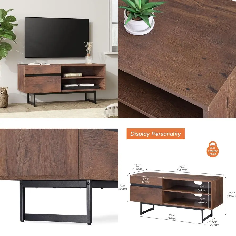 

Contemporary TV Stand for 55-Inch TVs: Entertainment Center with Storage and Media Console for Living Spaces