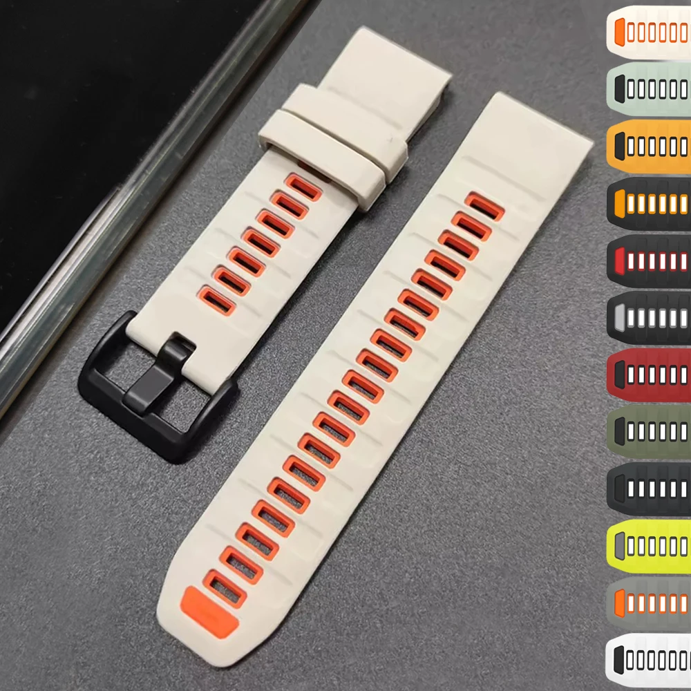 Two-color silicone Strap For Garmin Tactix 8 7Pro/Enduro 2 3/Epix Gen2/Instinct 3 2X/Fenix 8 8Pro QuickFit 22mm 26mm Sports Band