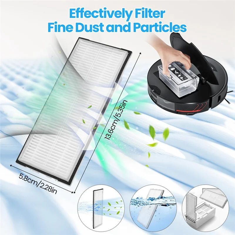 Set Aksesori untuk Roborock S7 Maxv Ultra/S7 Pro Ultra, Sikat Rol Utama, Sikat Samping, Filter, Tisu Pel-Y48A