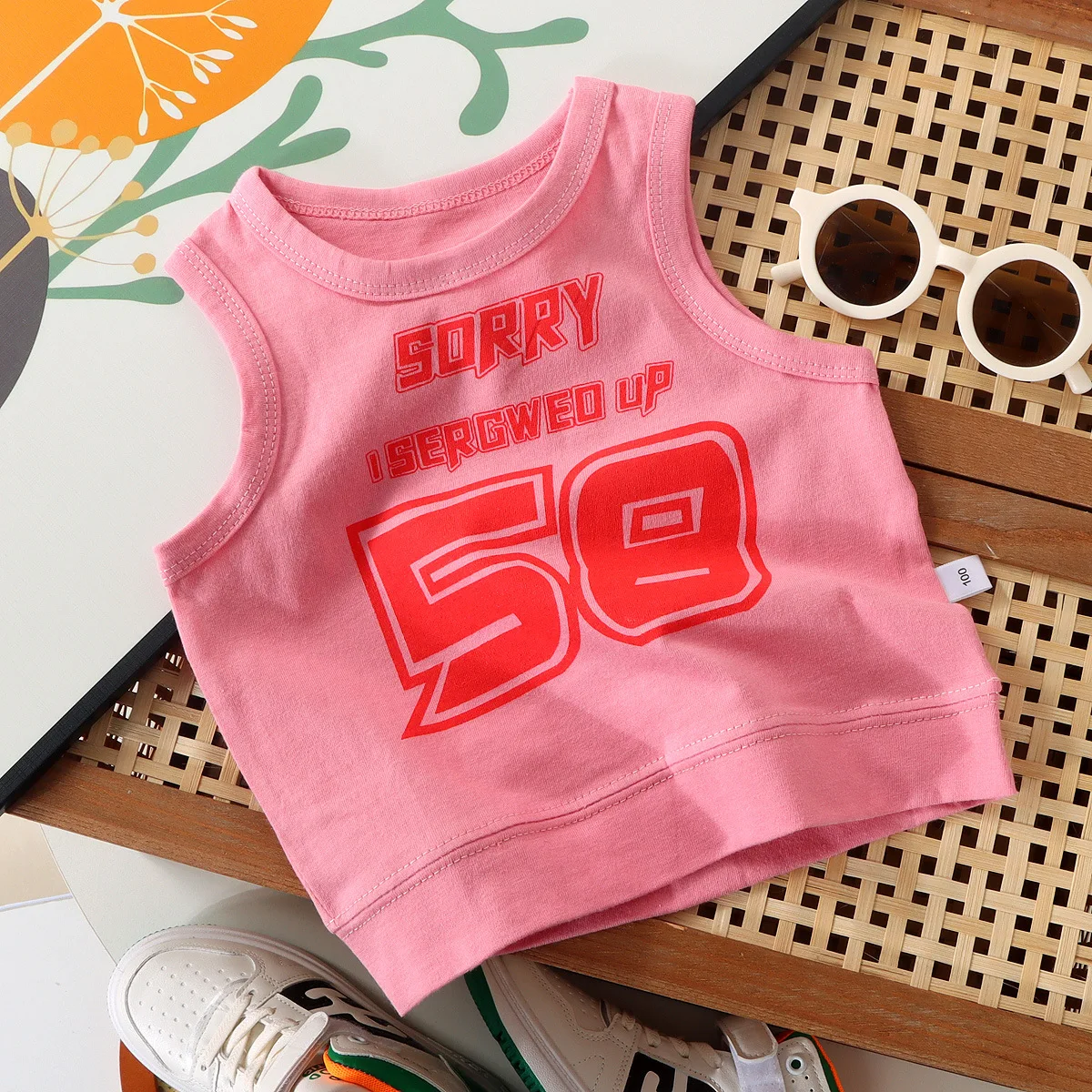 Summer Girls Tank Tops Sleeveless Vest for Kids Children Sports Tops Letter Leisure Teen Underwear Baby Clothing