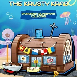 SpongeBob SquarePants Krabby restauracja klocki kreatywna stołówka scena Model łączenie zabawek dla dzieci dekoracja prezent