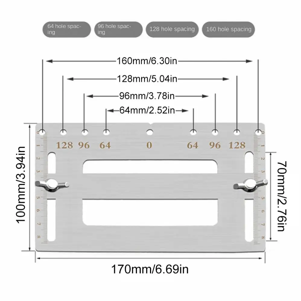 Stainless Steel Installation Measurement Door Handle Punching Locator Woodworking Drill Guide Locator Kits Furniture Cabinet