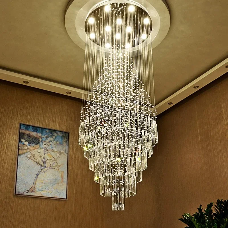 

Luxury Large Foyer Chandelier, Modern Crystal Chandeliers High Ceiling Flush Mount Light Fixtures for Hallway,