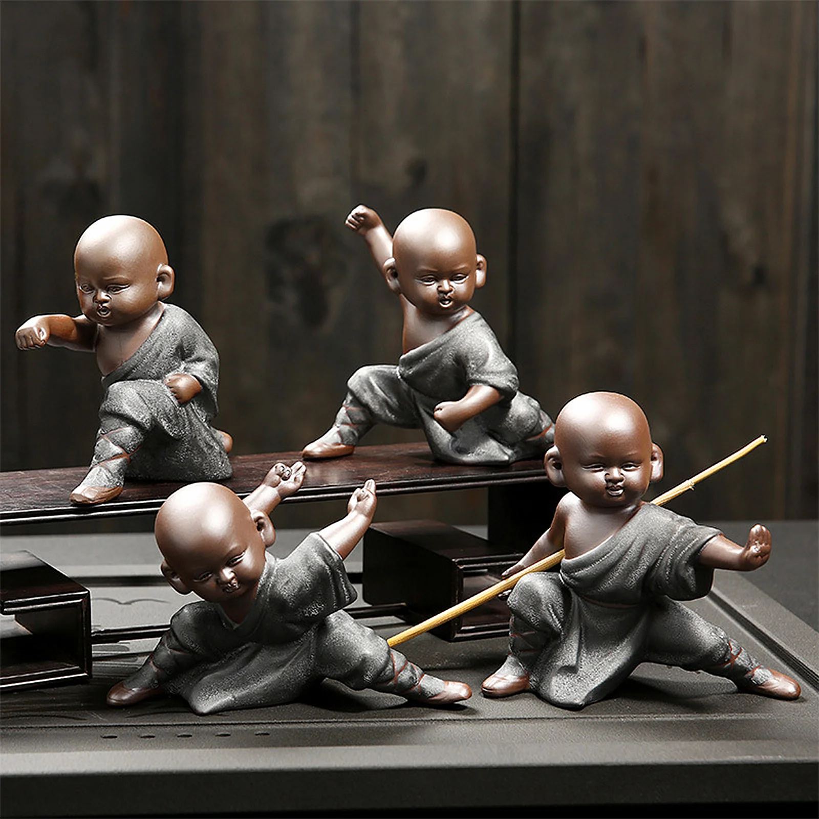 

1Pcs Ceramic Purple Sand Monk Ornament Young Monk Tea Pet Handicraft Lucky Blessing Kung Fu Tea Decor Home Decor