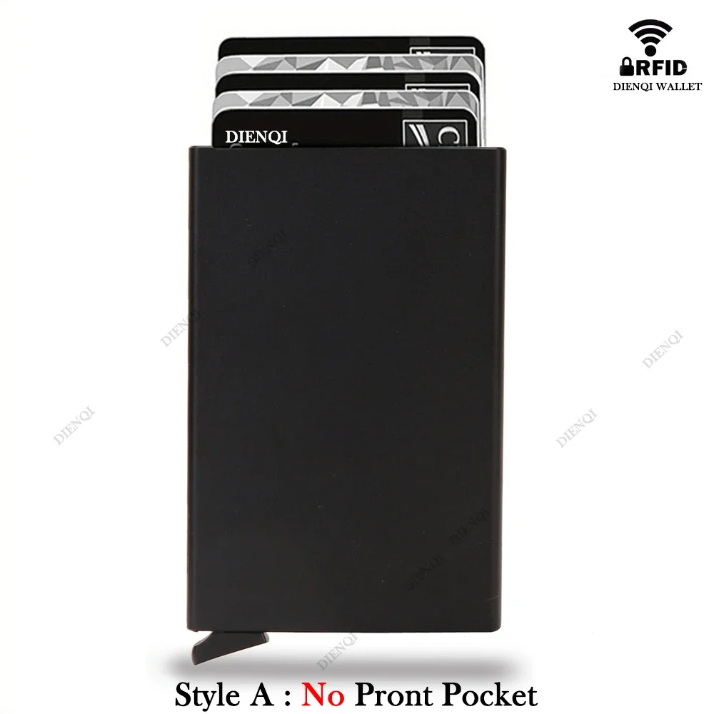 Rfid Smart Wallet Kartenhalter Metall Dünn Schlank Männer Frauen Geldbörsen Pop Up Minimalistische Geldbörse Kleine Schwarze Geldbörse Vallet Walets für Männer – Detail 12