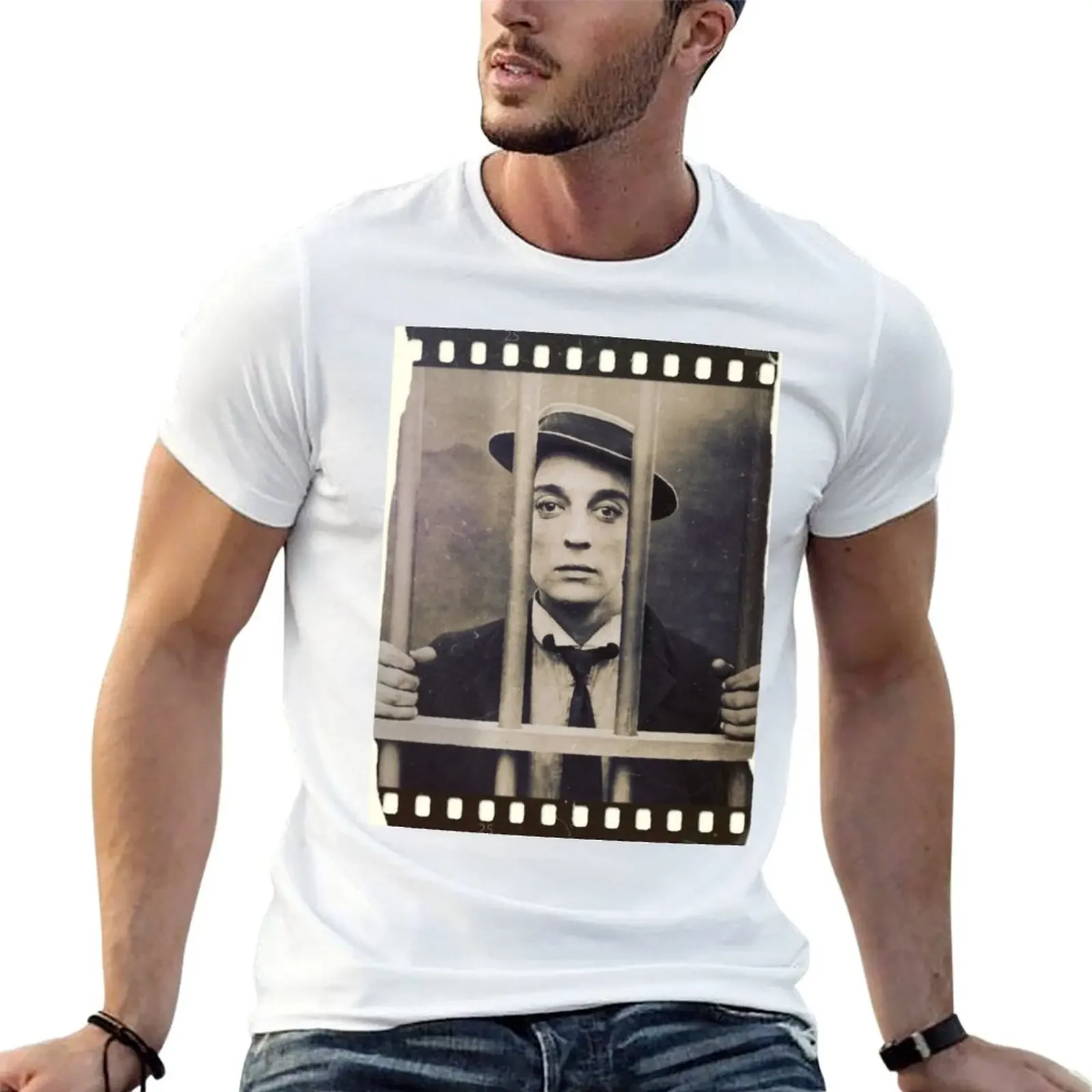 Buster Keaton - Cops - Film - D19 T-shirt summer top tees quick-drying animal prinfor boys mens graphic t-shirts anime