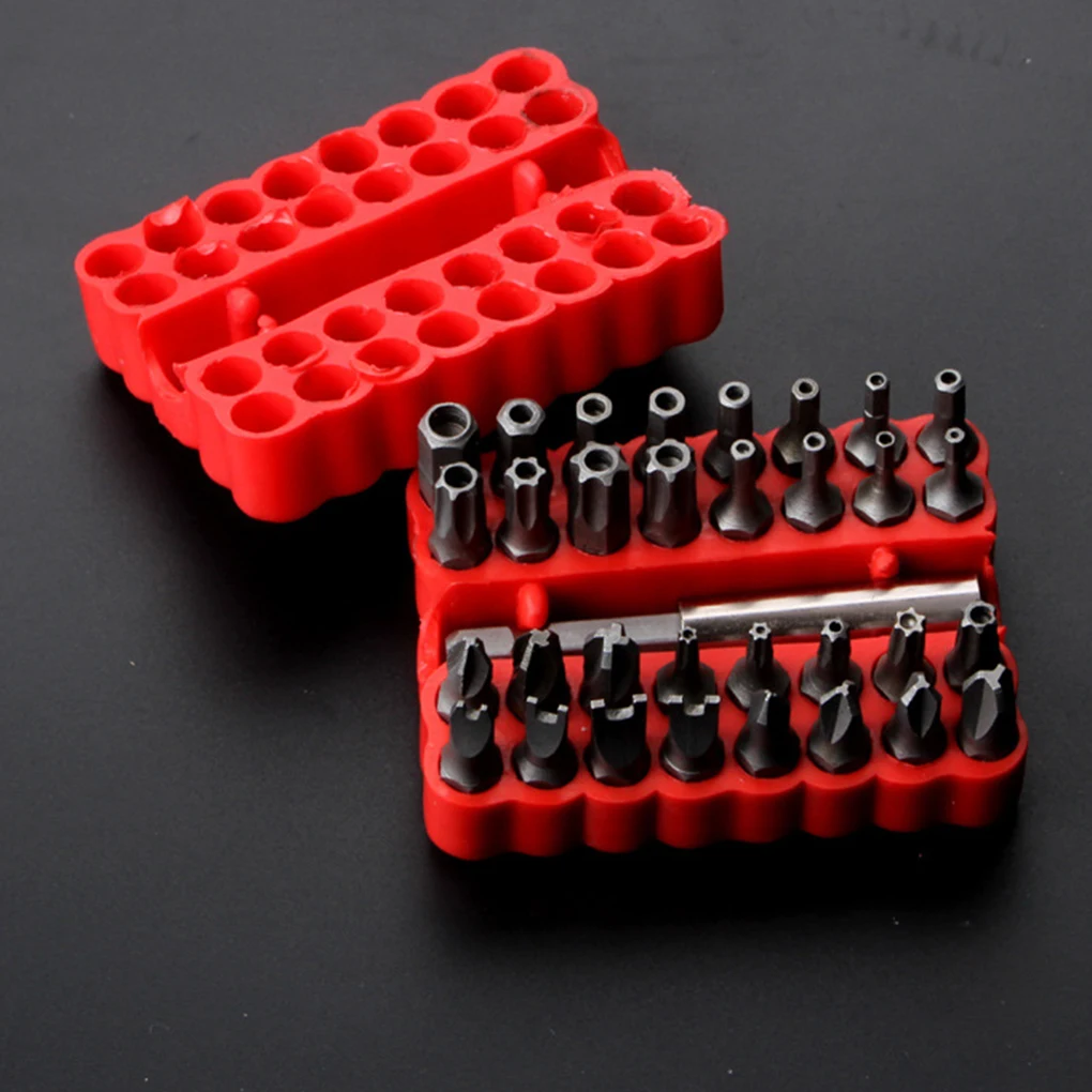 33Pcs Electric Screwdriver Bit Three-Claw Professional Bits Holder Red Box