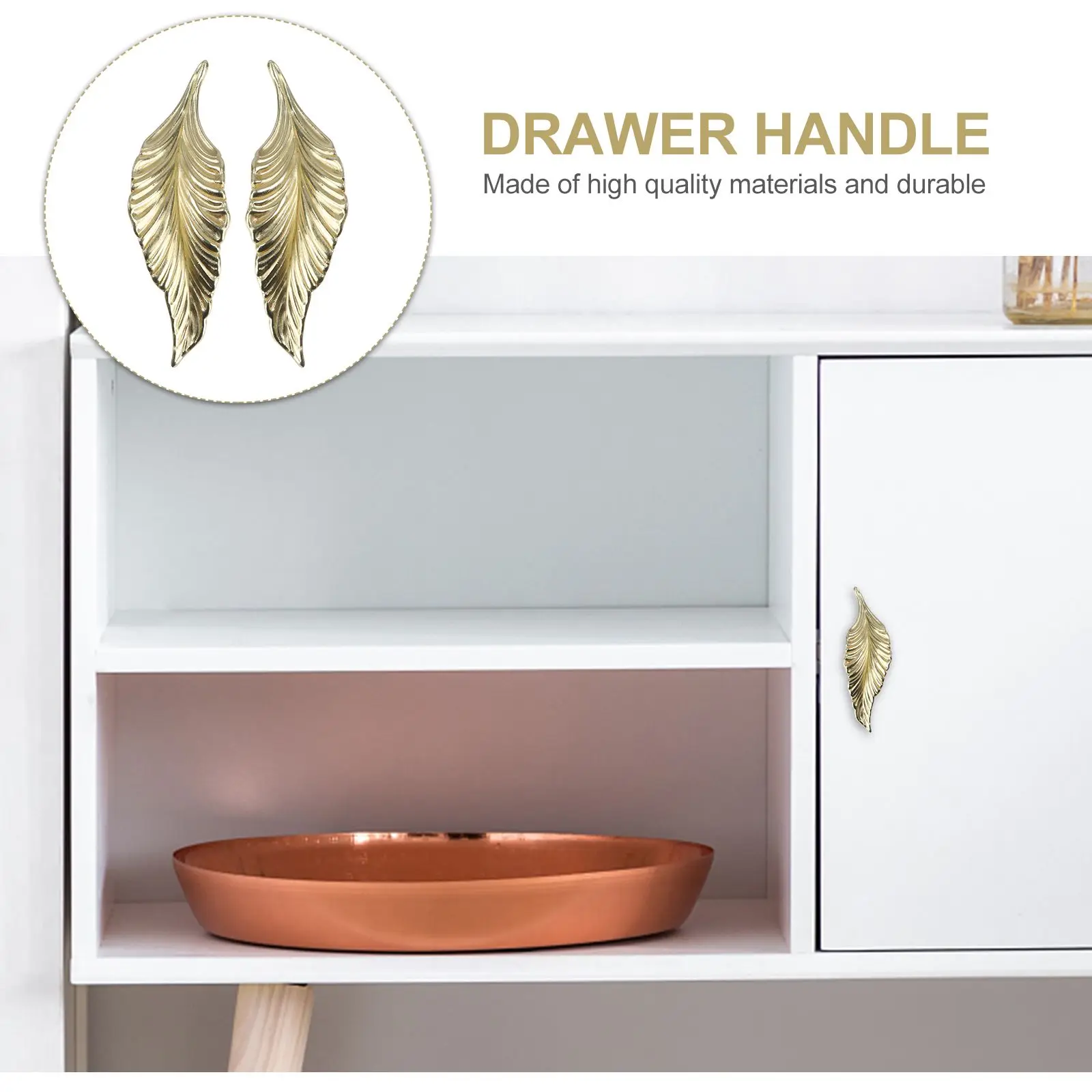 

Leaf Cabinet Door Handle Furniture Knob Zinc Alloy Retro Drawer Pull Ring Stylish Practical Smooth Edge