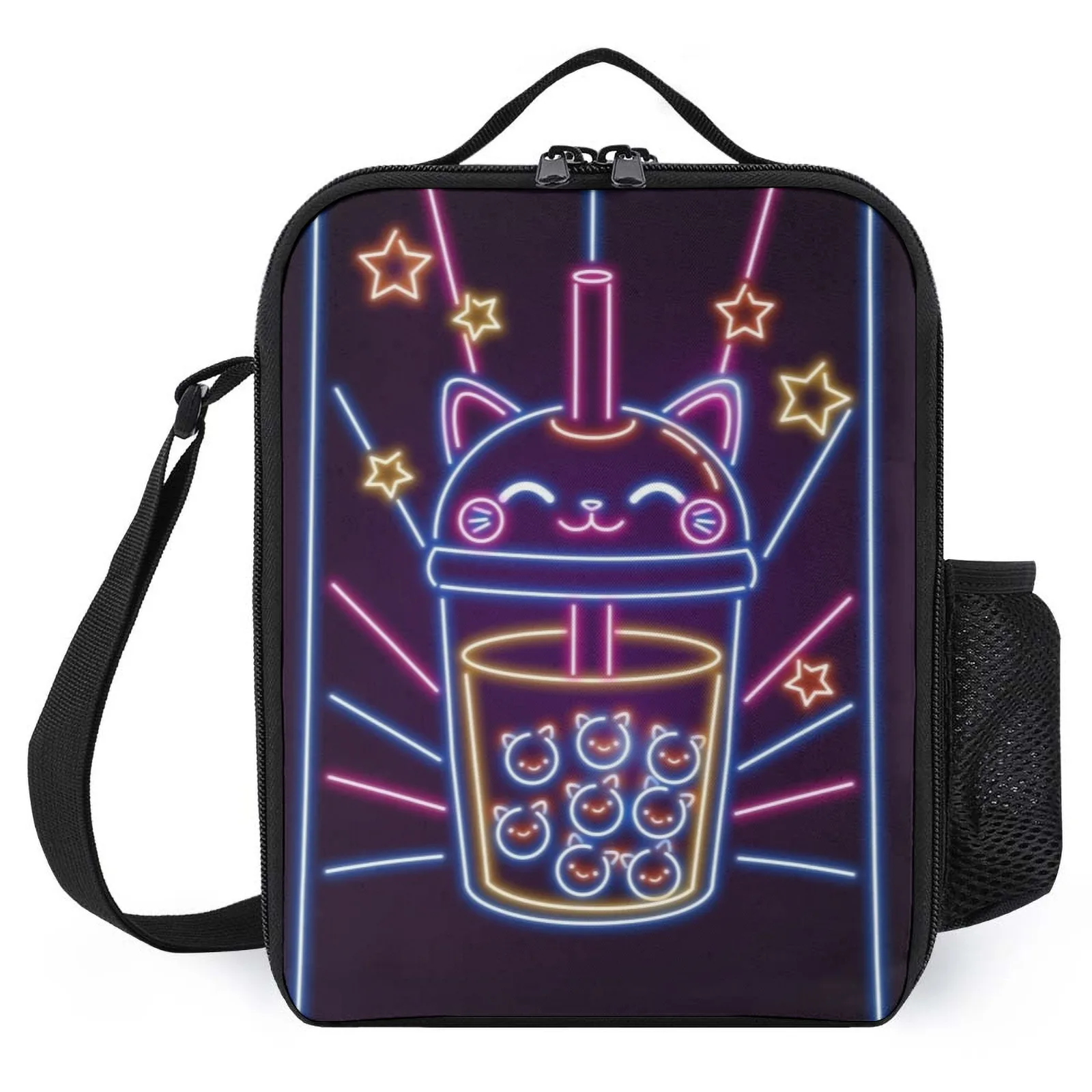 

Neko Bubble Tea Сумки для обеда Сумка для обеда с принтом Винтажная детская сумка-холодильник Изоляционная сумка для ланча